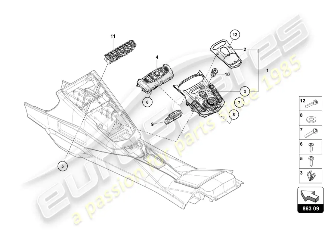 lamborghini lp700-4 roadster (2016) switch unit parts diagram