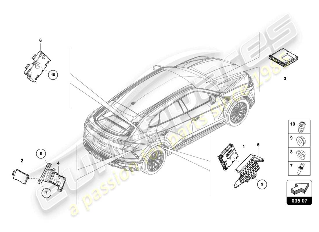 lamborghini urus s (2023) tv tuner part diagram