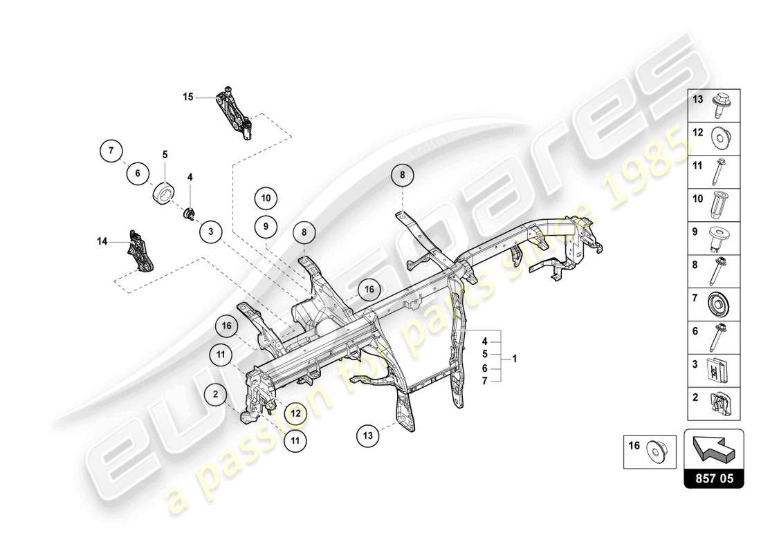lamborghini urus (2022) cross member for dash panel parts diagram