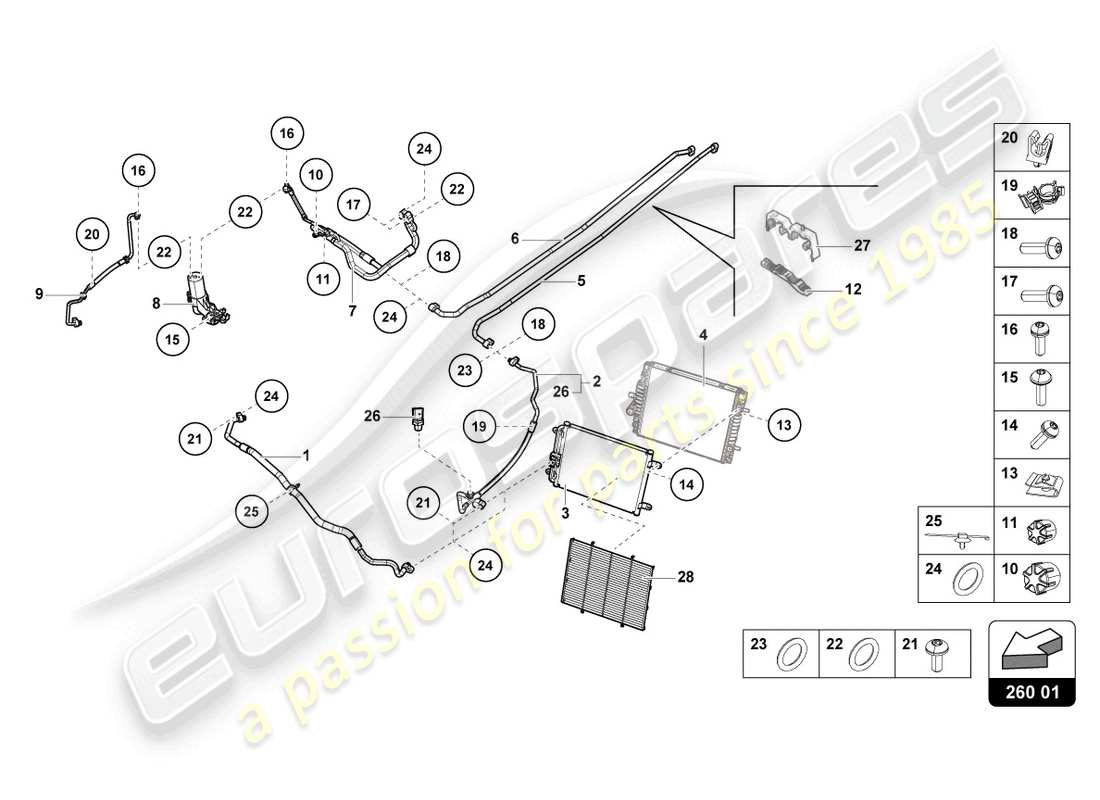 lamborghini evo coupe 2wd (2021) a/c condenser part diagram