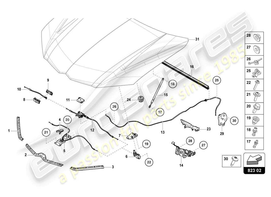 lamborghini urus (2022) gasket for engine cover parts diagram