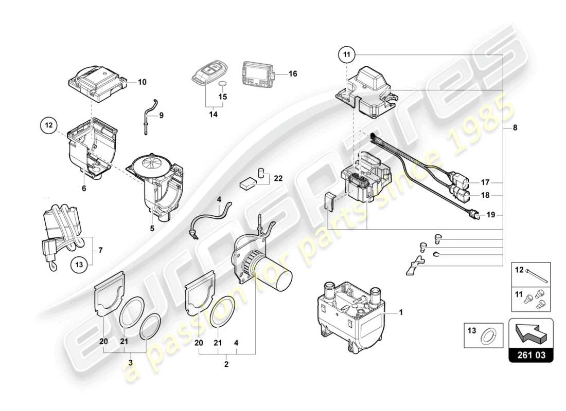 lamborghini urus (2020) auxiliary heater for coolant circuit part diagram