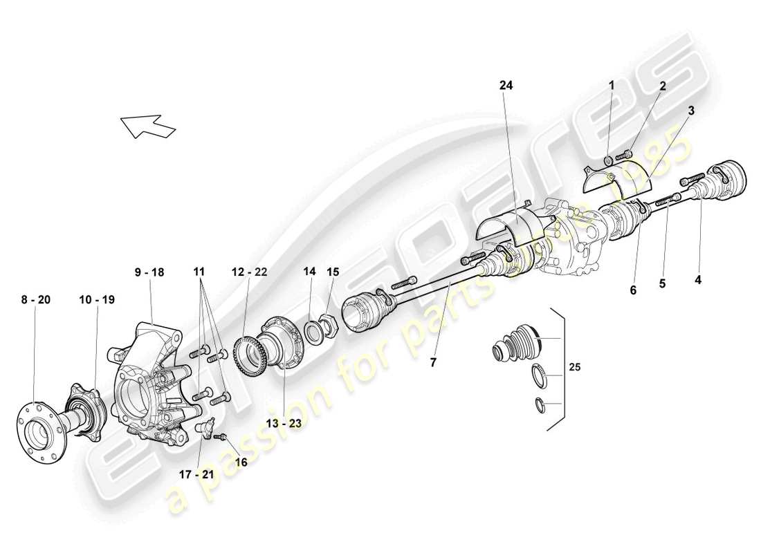 lamborghini lp640 coupe (2010) drive shaft rear part diagram