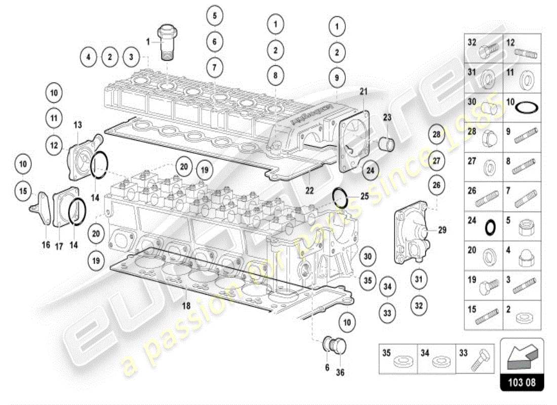 lamborghini diablo vt (1999) right head accessories parts diagram