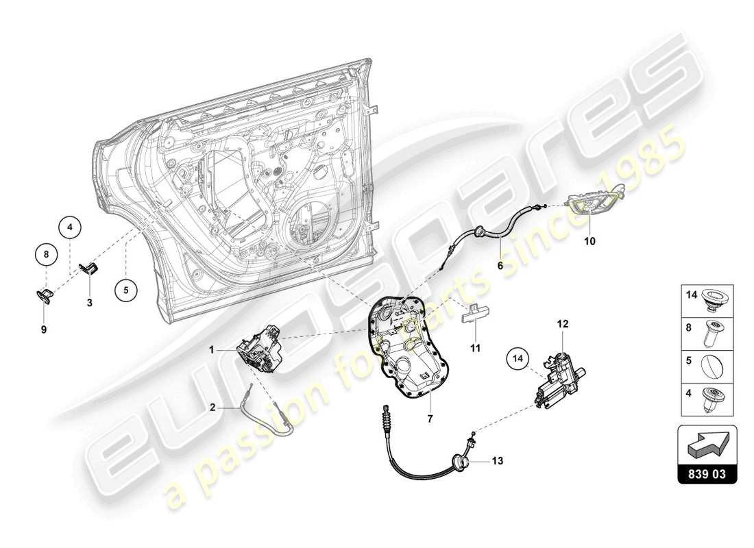 lamborghini urus (2022) door lock rear parts diagram