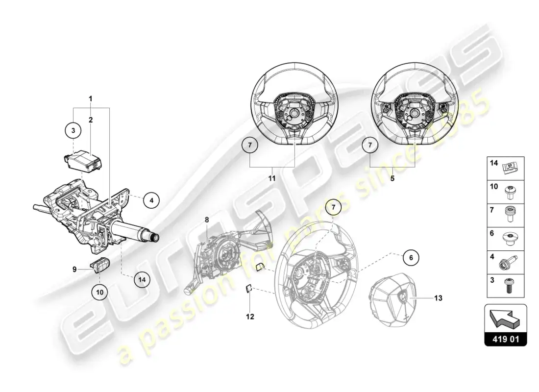 lamborghini lp700-4 roadster (2015) steering system parts diagram