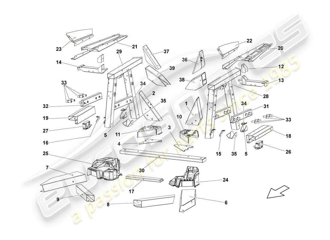 lamborghini lp570-4 sl (2011) frame rear part diagram