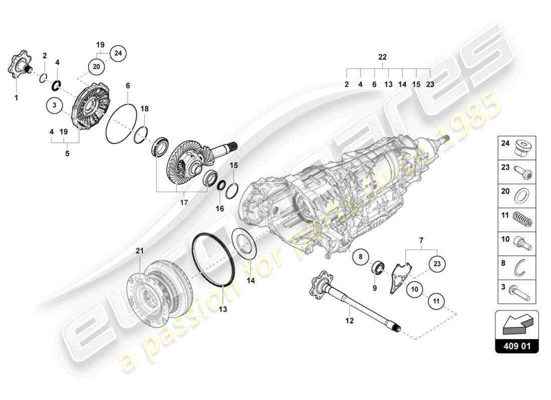 lamborghini urus performante (2024) differential part diagram