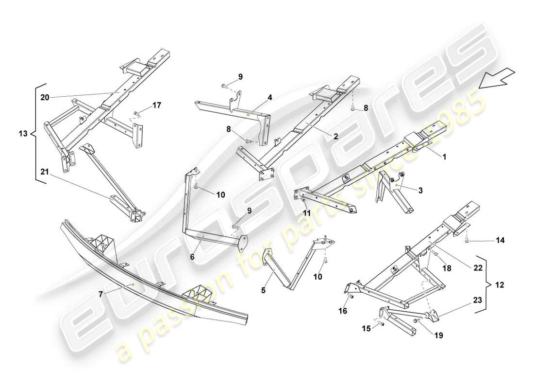 lamborghini lp560-2 coupe 50 (2014) bodywork front part parts diagram