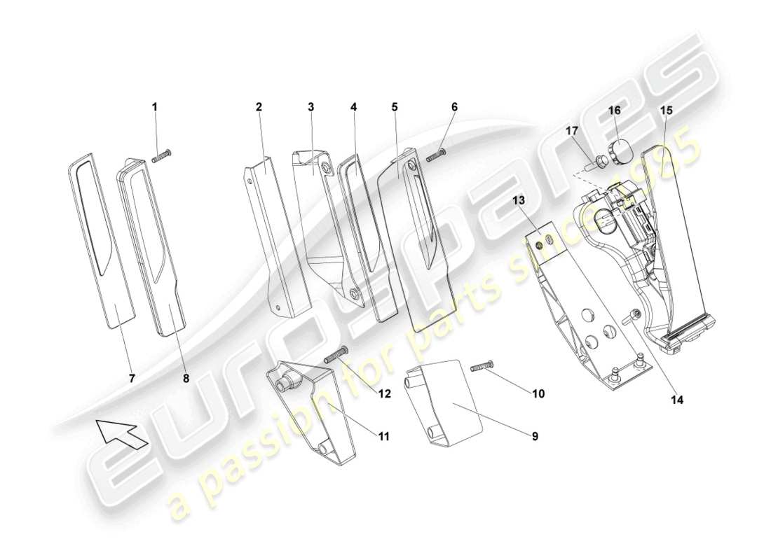 lamborghini lp550-2 spyder (2010) accelerator pedal part diagram