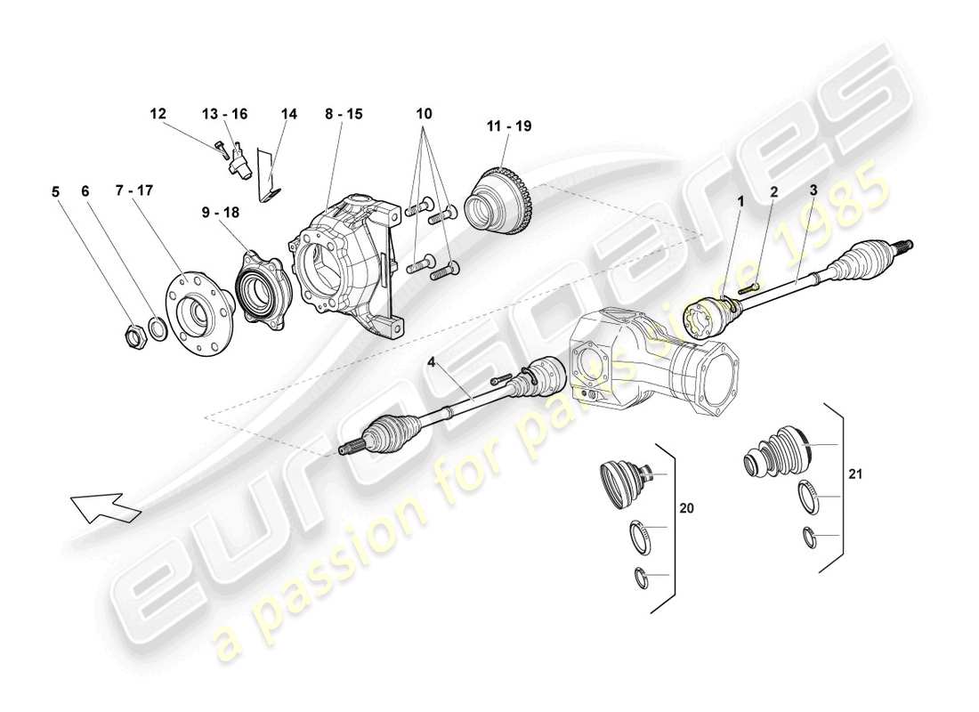 lamborghini lp640 coupe (2010) drive shaft front parts diagram