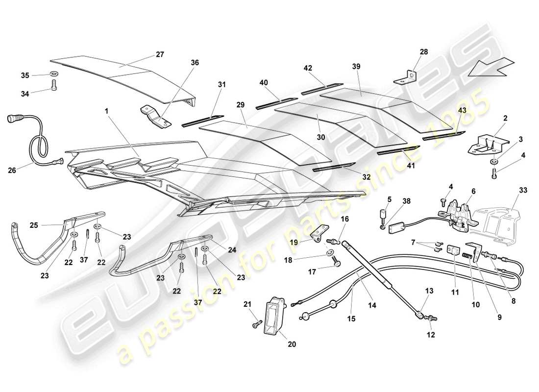 lamborghini reventon flap for engine cover transparent part diagram