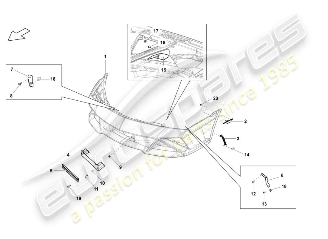 lamborghini lp560-4 spyder fl ii (2013) fasteners front parts diagram