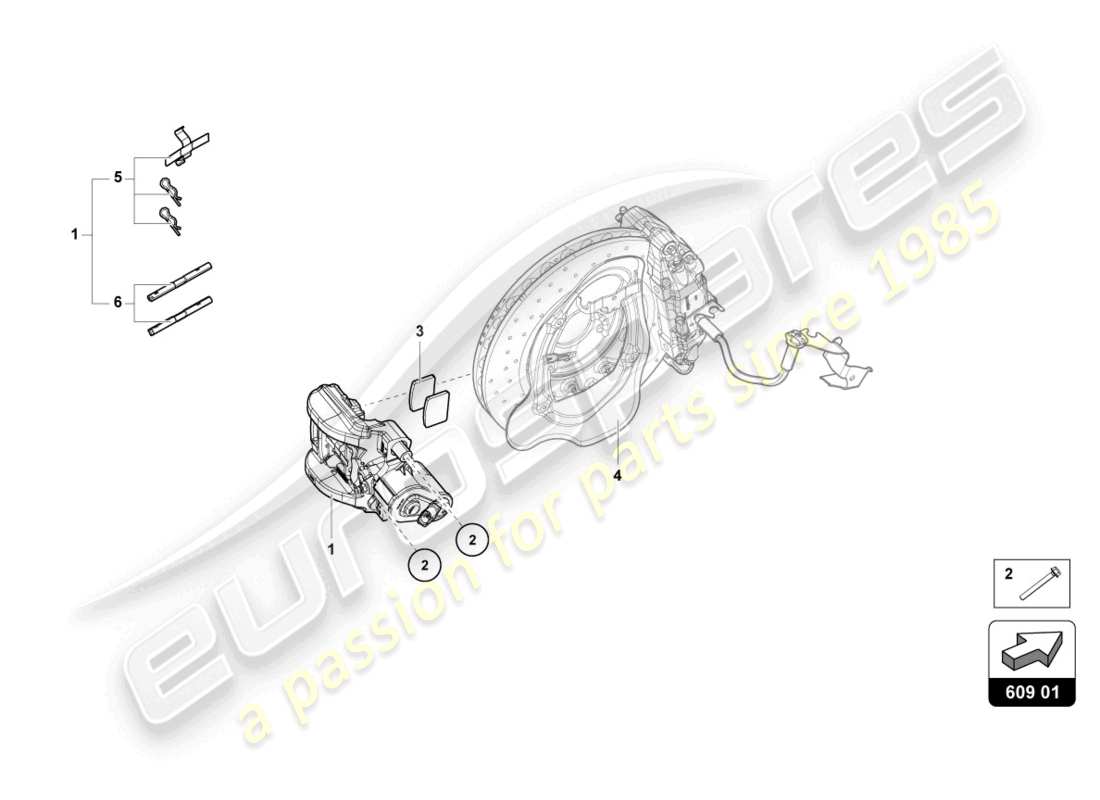 lamborghini evo spyder (2023) parking brake part diagram