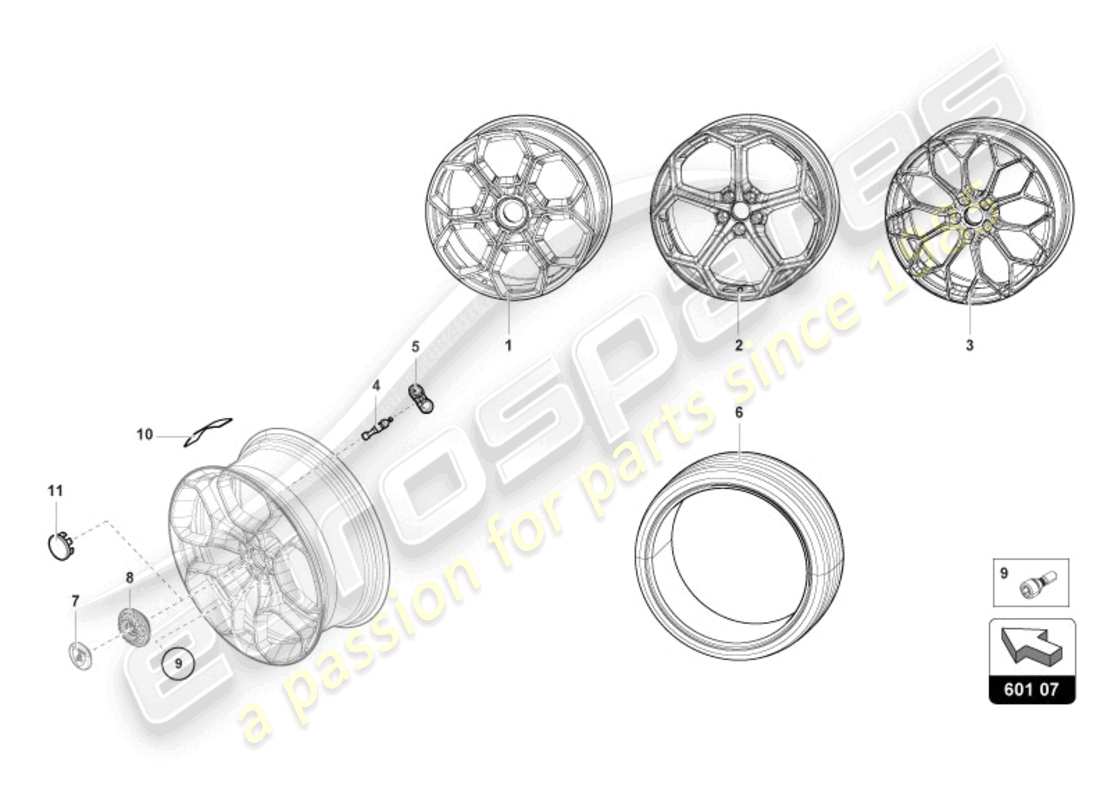 lamborghini tecnica (2023) wheels/tyres front part diagram