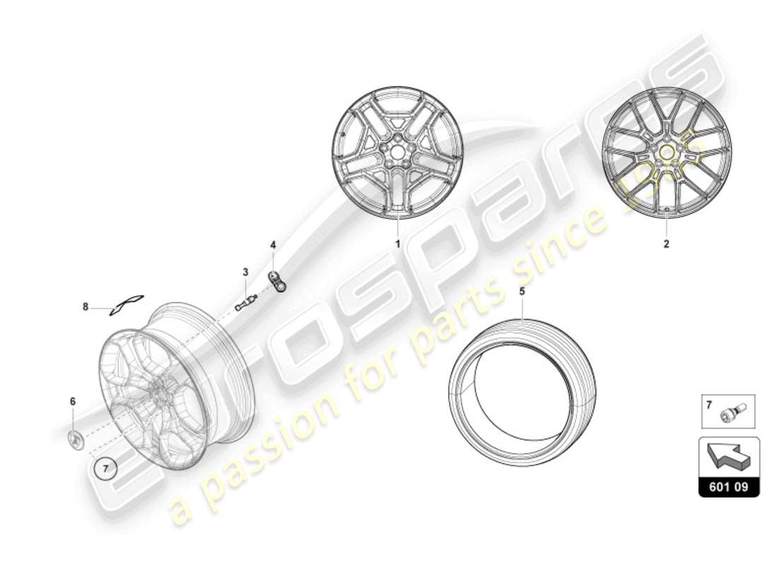 lamborghini sterrato (2024) wheels/tyres front parts diagram