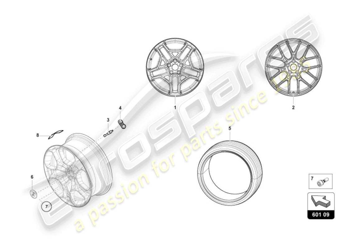 lamborghini sterrato (2024) wheels/tyres front part diagram