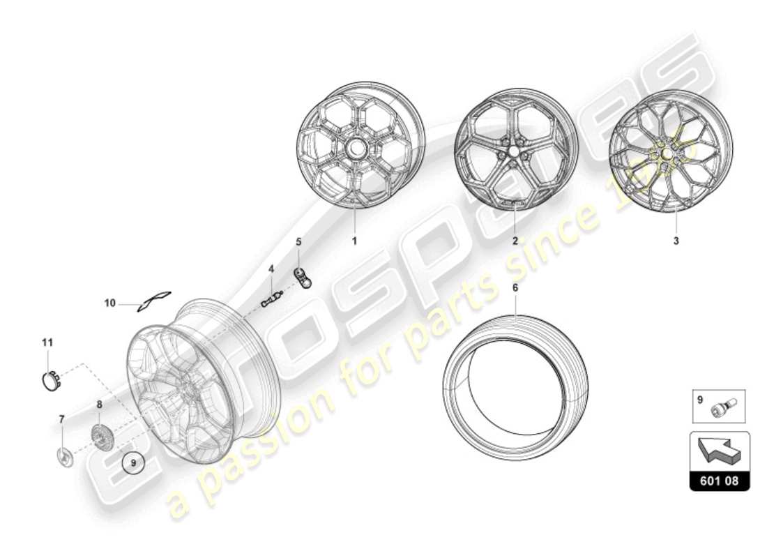 lamborghini 2023 (tecnica) wheels/tyres rear part diagram