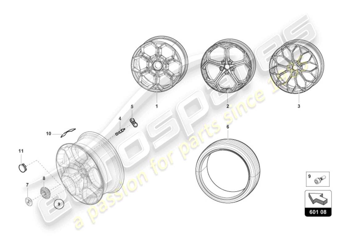 lamborghini tecnica (2023) wheels/tyres rear part diagram