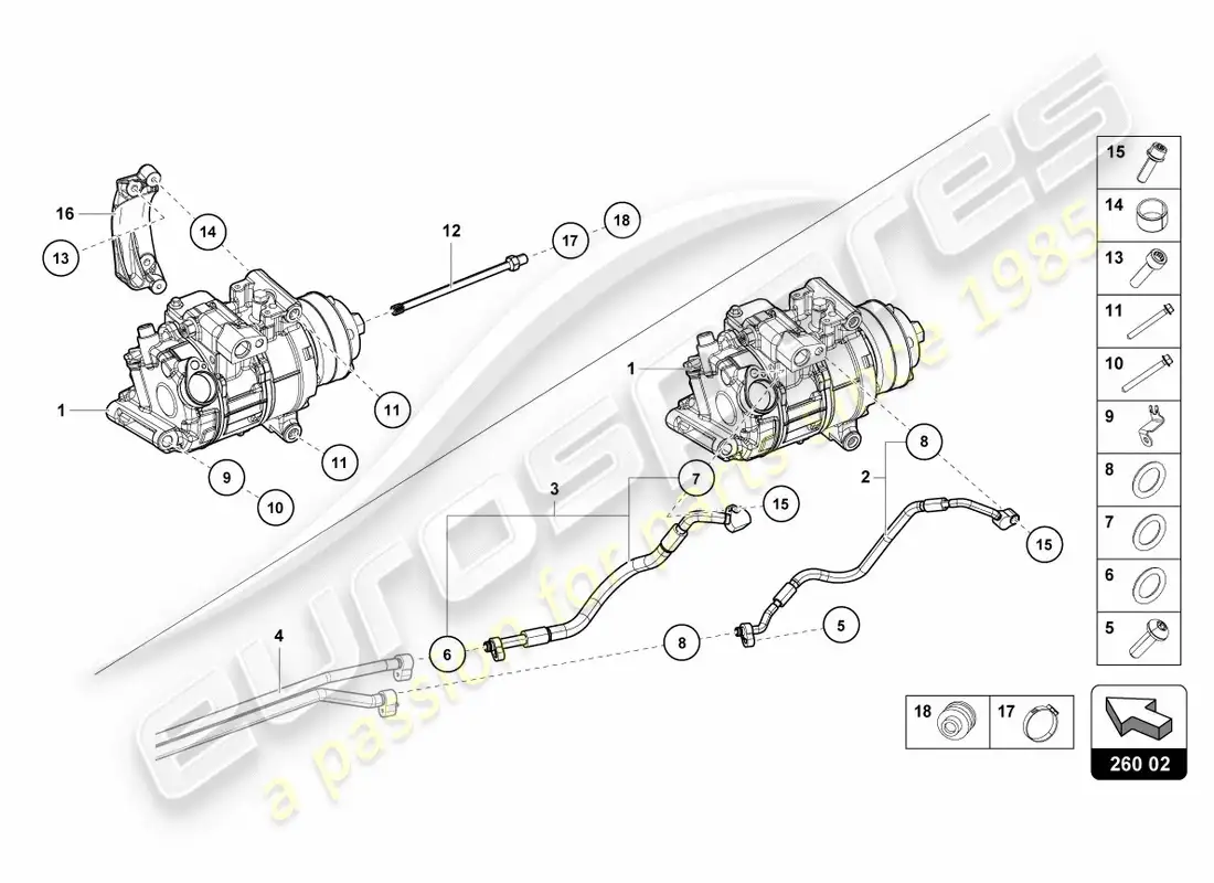 lamborghini lp600-4 zhong coupe (2015) a/c compressor parts diagram