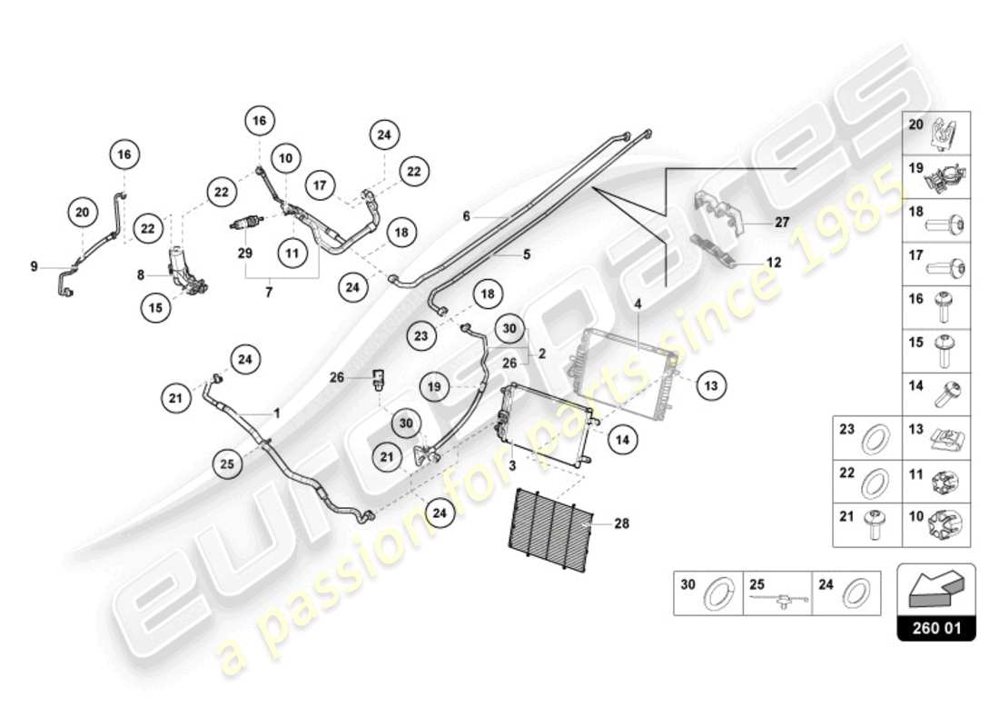 lamborghini tecnica (2023) a/c condenser part diagram