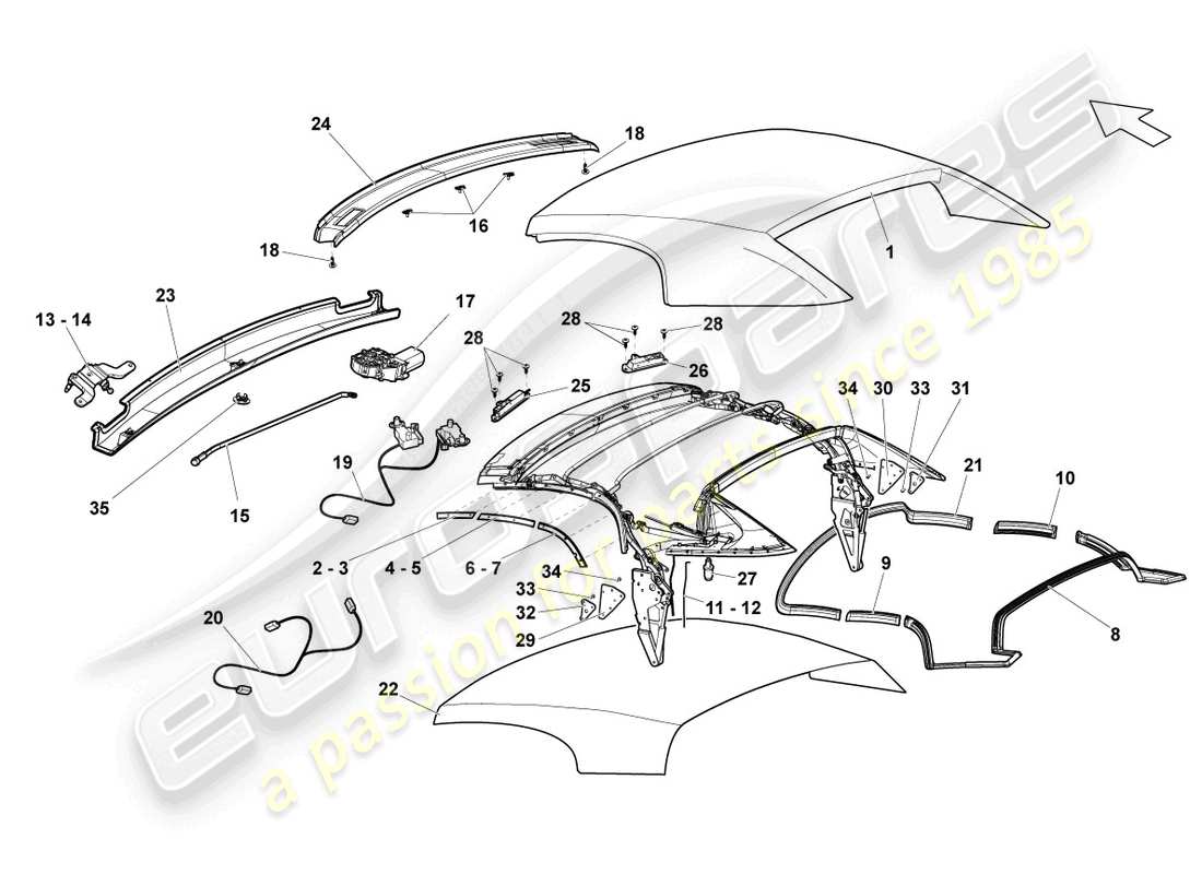 lamborghini lp550-2 spyder (2011) cover - top parts diagram