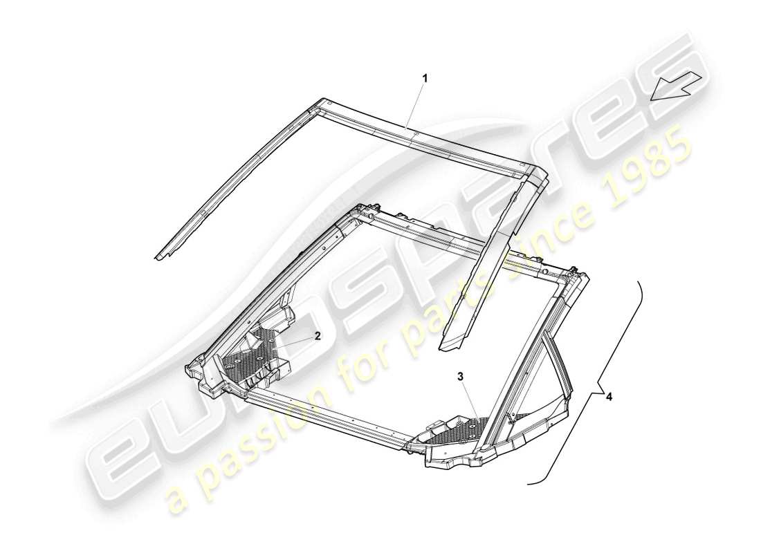 lamborghini lp550-2 spyder (2011) roof frame front parts diagram