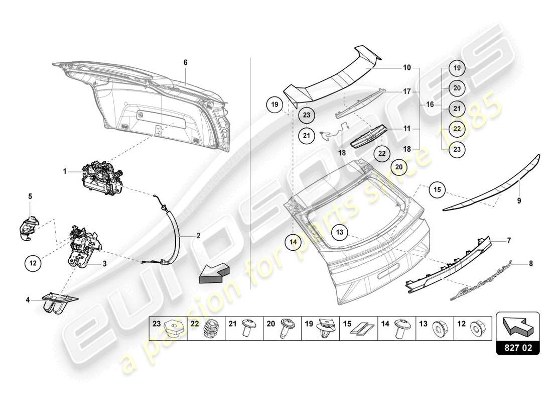 lamborghini urus (2022) rear lid rear parts diagram