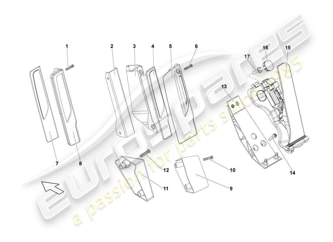 lamborghini lp550-2 spyder (2011) accelerator pedal parts diagram