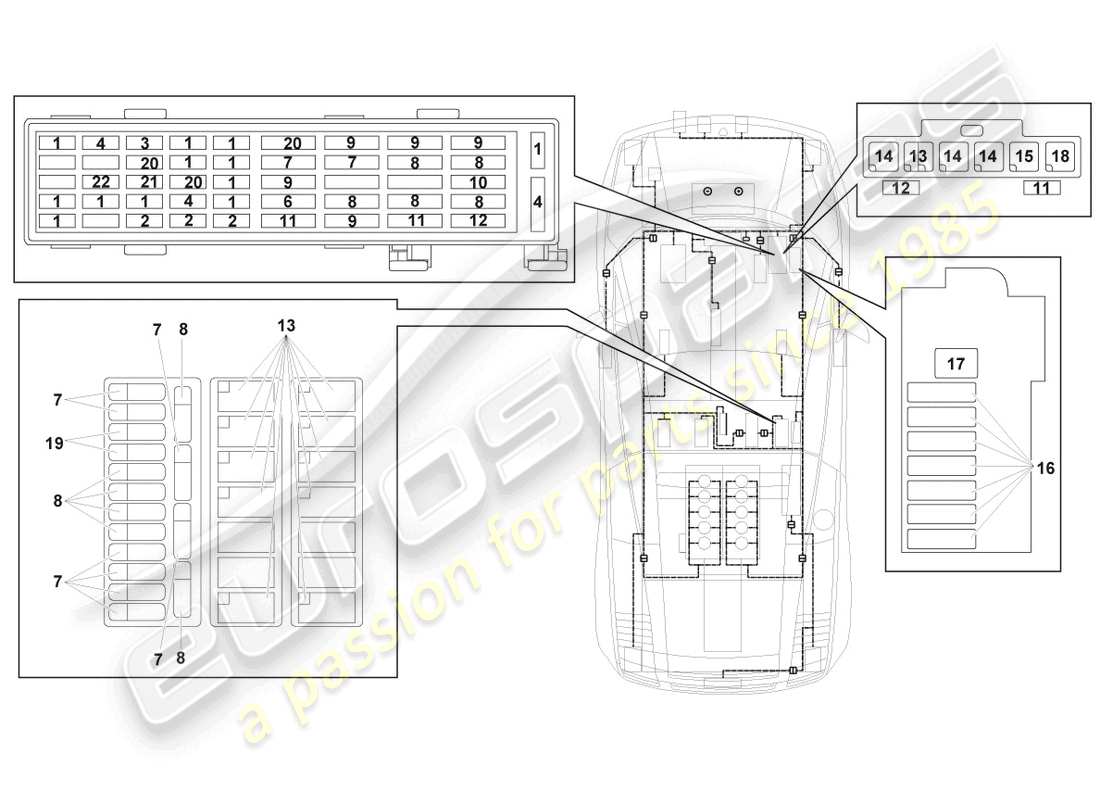 lamborghini superleggera (2008) central electrics part diagram