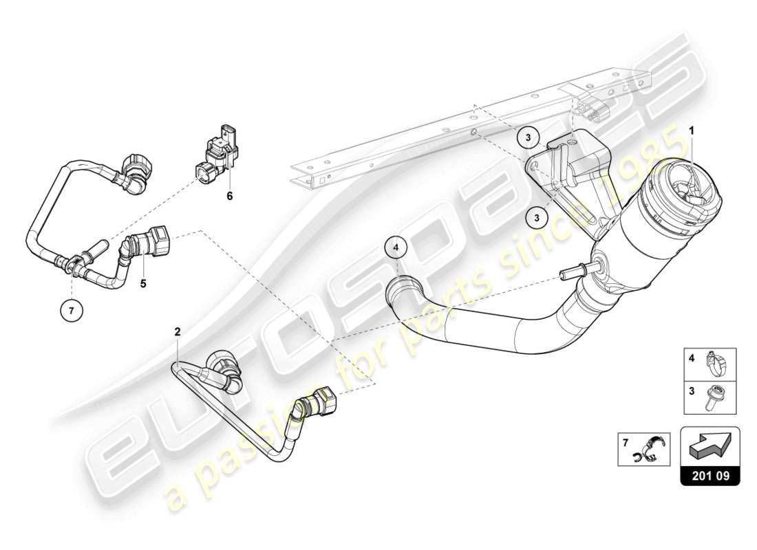 lamborghini evo spyder (2022) fuel filler neck part diagram