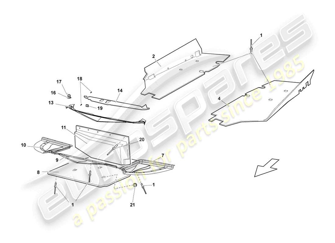 lamborghini reventon underbody trim parts diagram