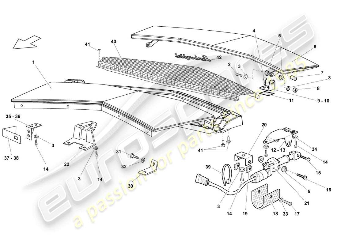 lamborghini reventon flap for engine cover part diagram