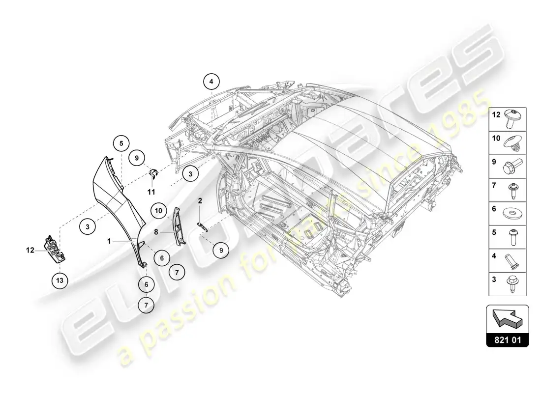 lamborghini lp610-4 coupe (2018) wing protector parts diagram
