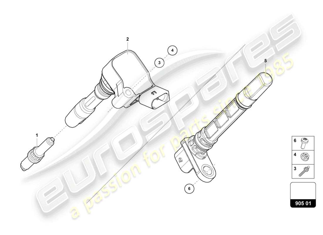 lamborghini urus performante (2024) ignition coil with spark plug connector part diagram