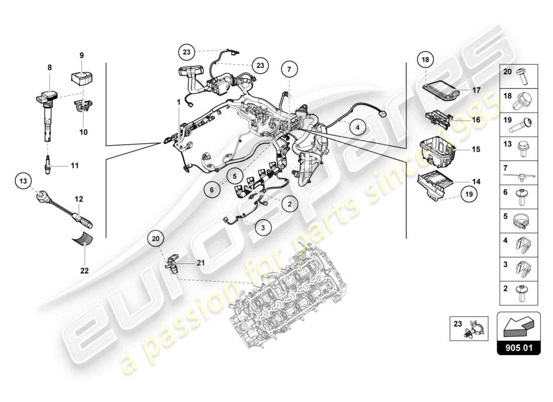 lamborghini evo spyder (2024) ignition system part diagram