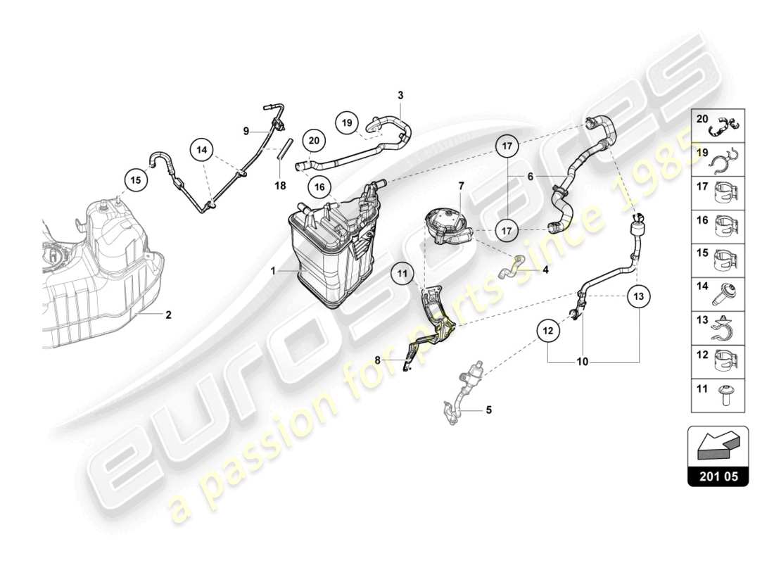 lamborghini tecnica (2023) activated charcoal container part diagram