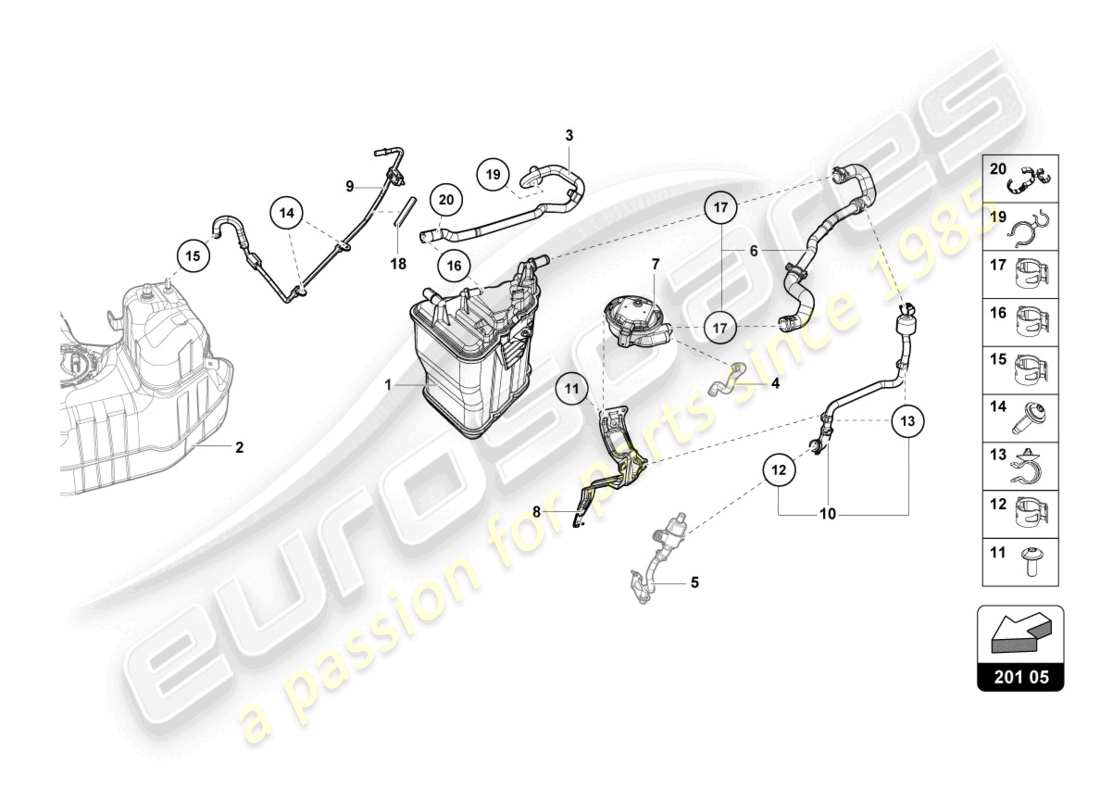 lamborghini 2024 (sterrato) activated charcoal container part diagram