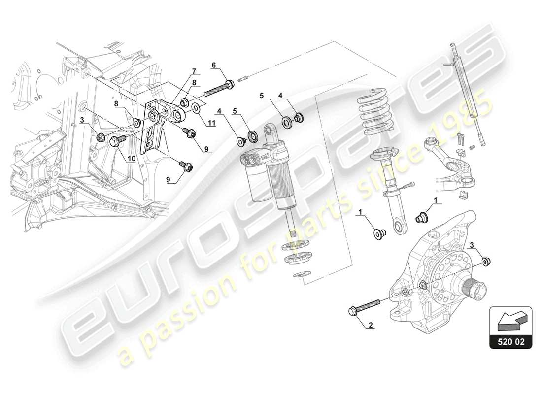 lamborghini 2018 (gt3 evo) front damper fixing part diagram