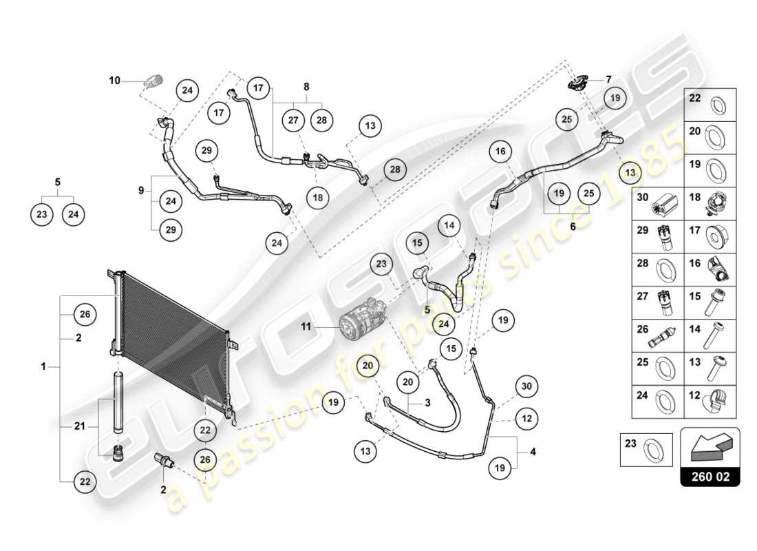 lamborghini urus s (2023) a/c condenser part diagram