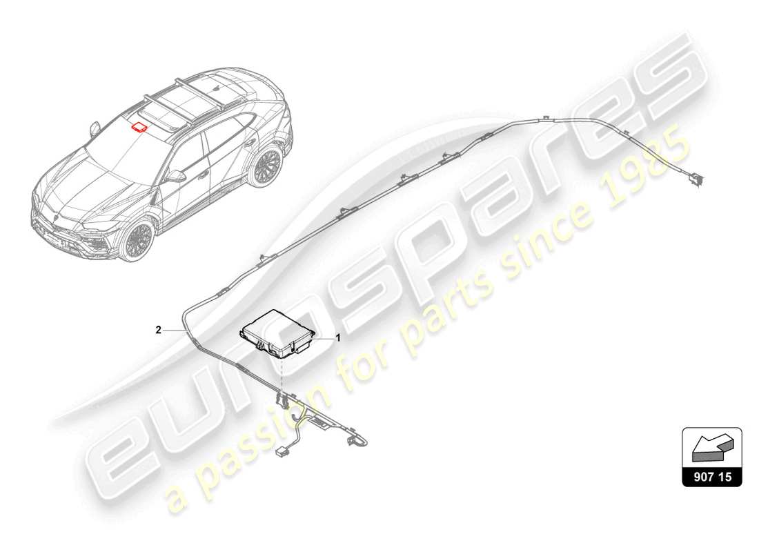 lamborghini urus (2020) control unit for electric sliding sunroof controls parts diagram