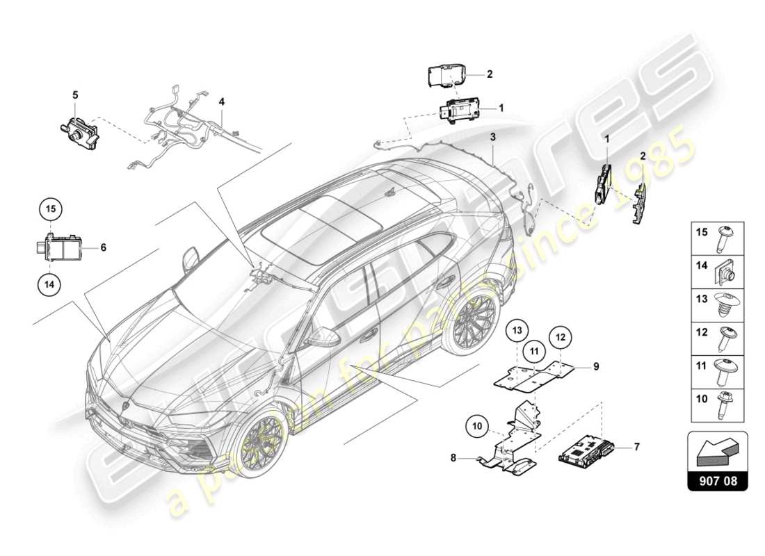 lamborghini urus s (2023) control unit for lane change assist part diagram