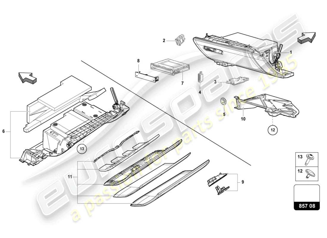 lamborghini urus (2022) glove box parts diagram