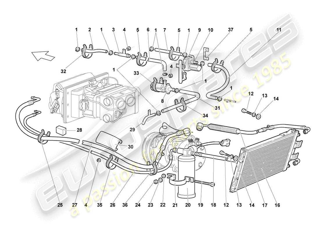 lamborghini lp640 roadster (2008) a/c condenser part diagram