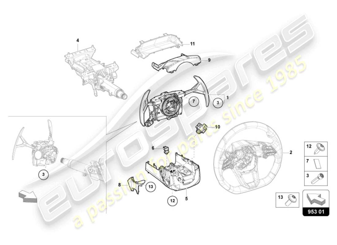 lamborghini revuelto coupe (2024) steering col. combi switch part diagram