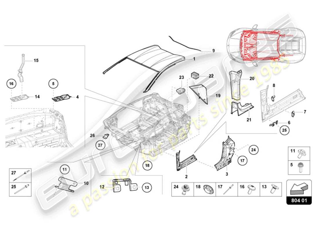 lamborghini sterrato (2024) roof part diagram