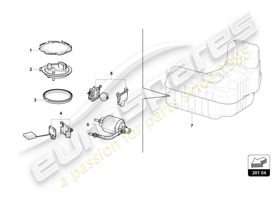 lamborghini tecnica (2023) fuel filter left part diagram