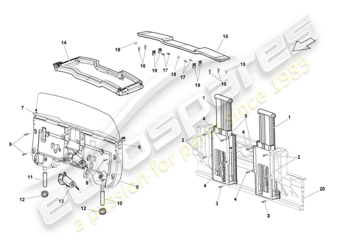 lamborghini lp550-2 spyder (2010) roll-over protection system part diagram