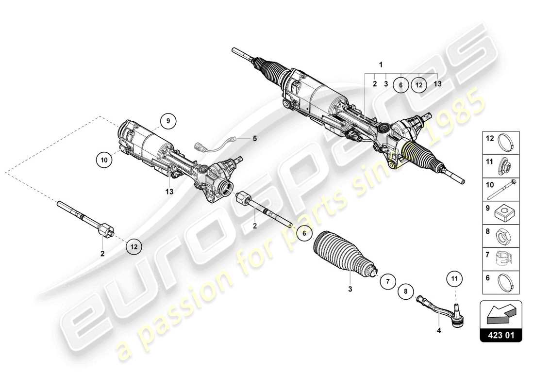 lamborghini urus (2020) steering gear part diagram