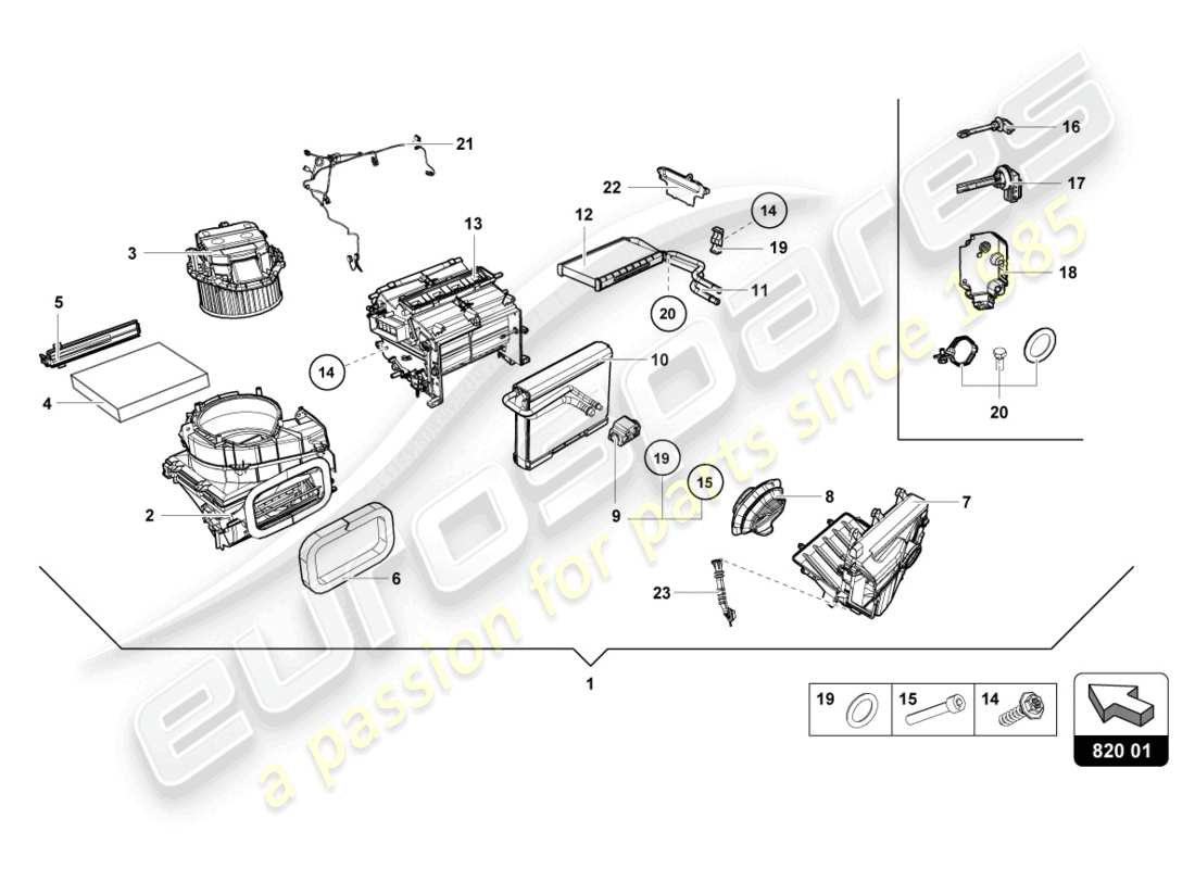 lamborghini 2023 (tecnica) air intake box for electronic- ally controlled a/c system part diagram